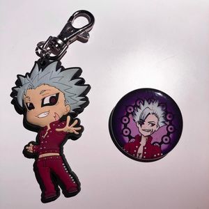 Ban Seven Deadly Sins Nanatsu no Taizai Keychain + Button Pin
